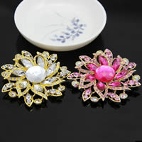 Crystal Brooch, Zinc Alloy, with Crystal, Flower, plated, faceted & with rhinestone, mixed colors, nickel, lead & cadmium free 