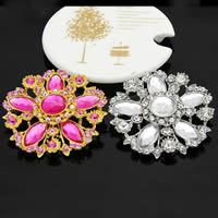 Crystal Brooch, Zinc Alloy, with Crystal, Flower, plated, faceted & with rhinestone, mixed colors, nickel, lead & cadmium free 