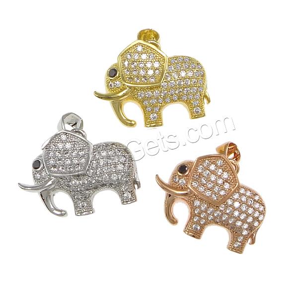 Colgante de Micro Pavé de Zirconía Cúbica, metal, Elefante, chapado, micro arcilla de zirconia cúbica & hueco, más colores para la opción, 23x17x8mm, agujero:aproximado 4x5mm, Vendido por UD