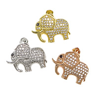 Cubic Zirconia Micro Pave Brass Pendant, Elephant, plated, micro pave cubic zirconia & hollow Approx 