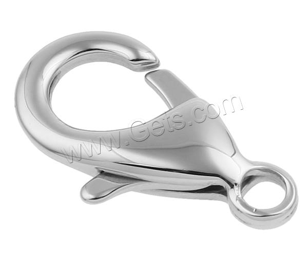 Stainless Steel Lobster Claw Clasp, different size for choice, original color, Hole:Approx 3mm, Sold By PC