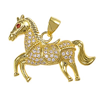 Cubic Zirconia Micro Pave Brass Pendant, Horse, plated, micro pave cubic zirconia Approx 