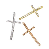 Cubic Zirconia Micro Pave Brass Connector, Cross, plated, micro pave cubic zirconia & 1/1 loop Approx 1mm 