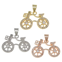 Cubic Zirconia Micro Pave Brass Pendant, Bike, plated, micro pave cubic zirconia Approx 