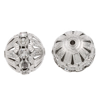 Boule strass Spacer, laiton, rondelle, Placage de couleur platine, avec strass & creux, protéger l'environnement, sans nickel, plomb et cadmium Environ 1.5mm, Vendu par PC