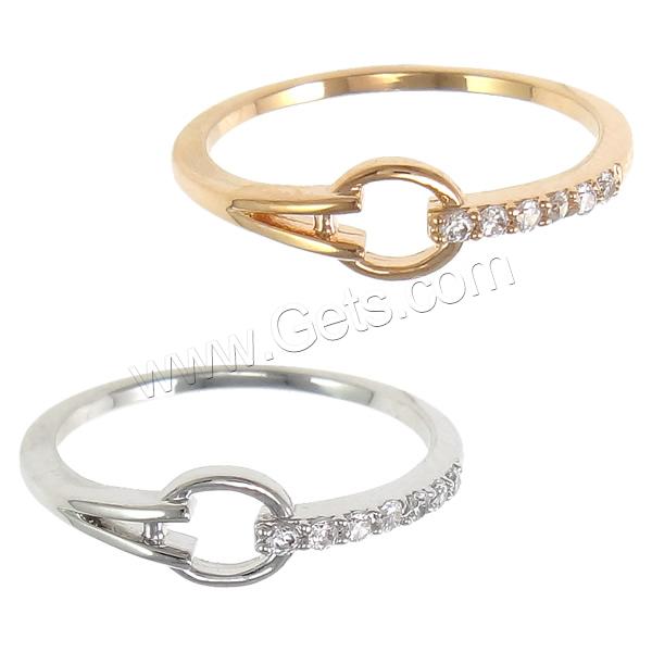 Befestigter Zirkonia Messingring Fingerring, Messing, plattiert, verschiedene Größen vorhanden & Micro pave Zirkonia, keine, 5mm, verkauft von PC