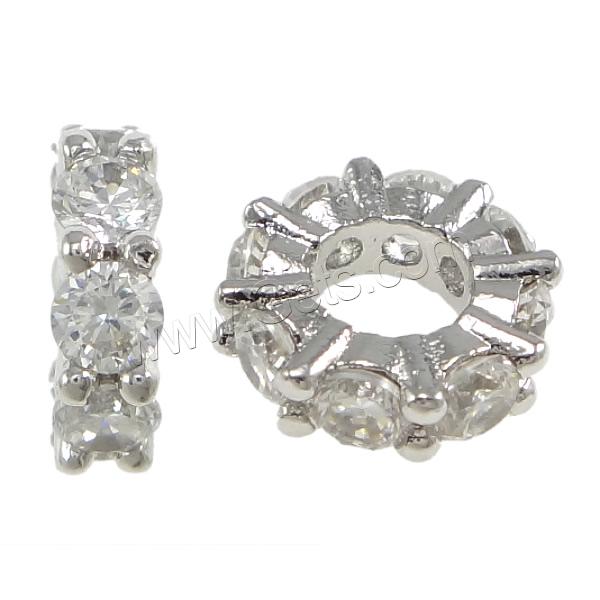 Entretoise de perles en laiton, beignet, Placage, pavé de micro zircon, plus de couleurs à choisir, 3x9.5mm, Trou:Environ 4mm, Vendu par PC