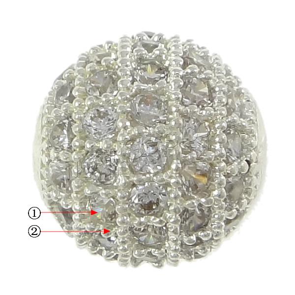 Cubic Zirconia Micro Pave Brass Beads, Round, plated, micro pave cubic zirconia, more colors for choice, 8x8mm, Hole:Approx 2mm, Sold By PC