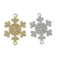 Cubic Zirconia Micro Pave Brass Connector, Snowflake, plated, micro pave cubic zirconia & 1/1 loop Approx 1.5mm 