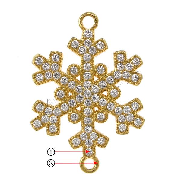 Cubic Zirconia Micro Pave Brass Connector, Snowflake, plated, micro pave cubic zirconia & 1/1 loop, more colors for choice, 18x25x2mm, Hole:Approx 1.5mm, Sold By PC