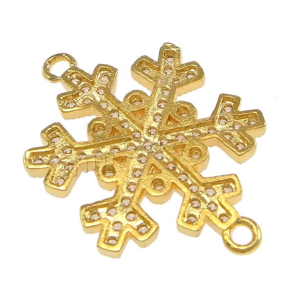 Cubic Zirconia Micro Pave Brass Connector, Snowflake, plated, micro pave cubic zirconia & 1/1 loop, more colors for choice, 18x25x2mm, Hole:Approx 1.5mm, Sold By PC