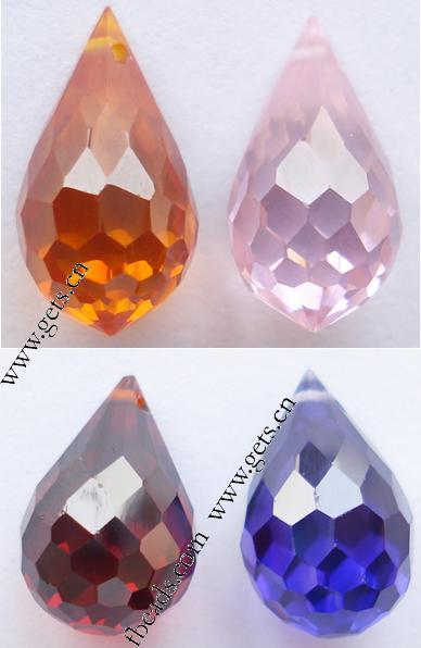 Cubic Zirconia Jewelry Pendants, Teardrop, faceted, more colors for choice, 7x13mm, Sold By PC