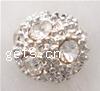 Rhinestone Brass Beads, Round, plated, with rhinestone 8mm Approx 2mm 