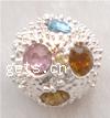 Rhinestone Brass Beads, metal, Esférico, chapado, con diamantes de imitación, más colores para la opción, 10mm, agujero:aproximado 2mm, 100PCs/Bolsa, Vendido por Bolsa