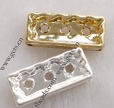 Rectángulo Rhinestone Spacer, metal, chapado, 3-aro & con diamantes de imitación, más colores para la opción, Grado A, 19x8x4mm, Vendido por UD