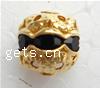 Boule strass Spacer, laiton, Rond, Placage, avec strass & creux, plus de couleurs à choisir, 8mm Environ 1mm Vendu par sac