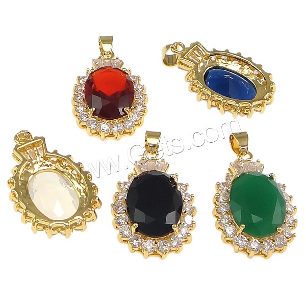 Pendentifs en laiton zircon cubique (CZ), avec cristal, fleur, Placage, avec zircone cubique & facettes, plus de couleurs à choisir, protéger l'environnement, sans nickel, plomb et cadmium, 20x31x9mm, Trou:Environ 4x5mm, Vendu par PC