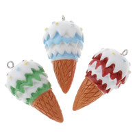 Imitation Food Resin Pendants, with Iron, Ice Cream Approx 1.5mm 