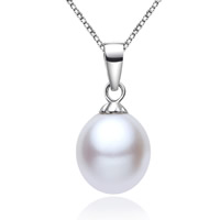 pendentif en laiton de perle d'eau douce cultivée, avec laiton, riz, naturel, blanc, 9-10mm Environ 1-3mm Vendu par sac