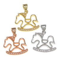 Cubic Zirconia Micro Pave Brass Pendant, Horse, plated, micro pave cubic zirconia Approx 