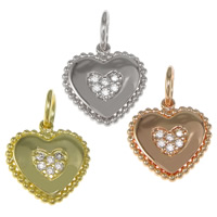 Cubic Zirconia Micro Pave Brass Pendant, Heart, plated, micro pave cubic zirconia Approx 4mm 