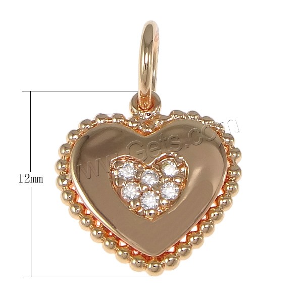 Cubique Pendentif en laiton zircon pavent, coeur, Placage, pavé de micro zircon, plus de couleurs à choisir, 12x12x2mm, Trou:Environ 4mm, Vendu par PC