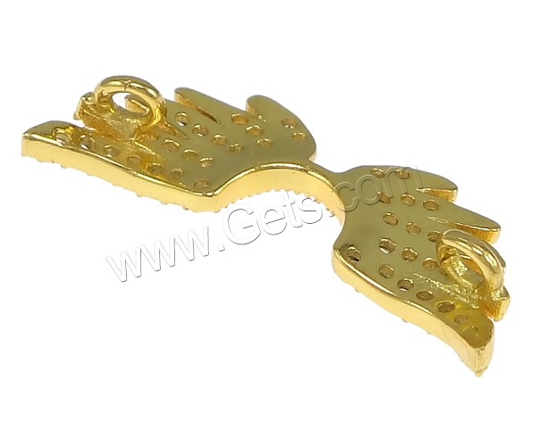 Zircon pavent Laiton Connector, forme d'aile, Placage, pavé de micro zircon & boucle de 1/1, plus de couleurs à choisir, 20x10x2mm, Trou:Environ 1.5mm, Vendu par PC