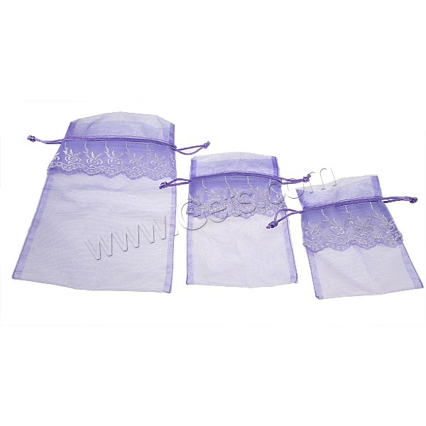 Organza Jewelry Pouches Bags, with Nylon Cord, Rectangle, different size for choice, purple, Sold By PC