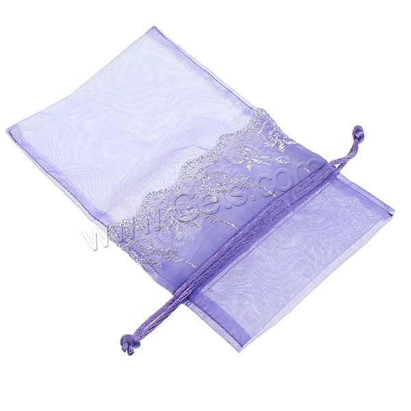 Organza Jewelry Pouches Bags, with Nylon Cord, Rectangle, different size for choice, purple, Sold By PC