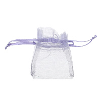 Organza Geschenk Beutel, mit Satinband, Rechteck, hellviolett, 55x68x1mm, verkauft von PC