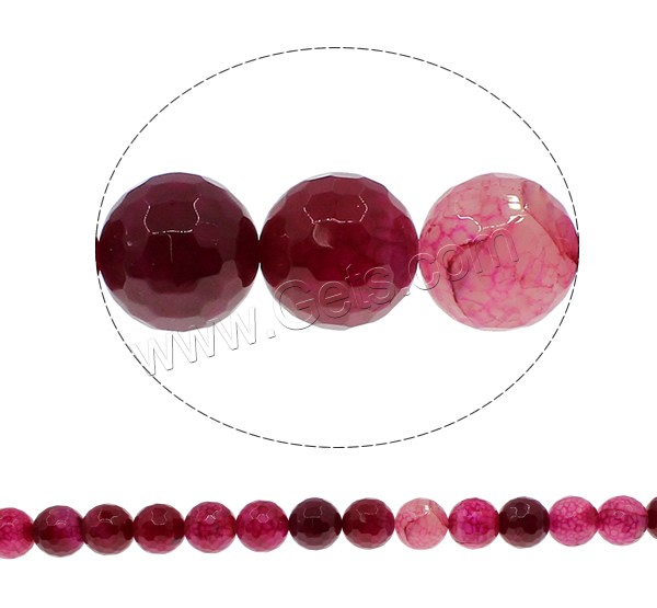 Natural Crackle Agate Bead, Round, different size for choice & faceted, bright rosy red, Hole:Approx 1mm, Length:Approx 15.7 Inch, Sold By Strand