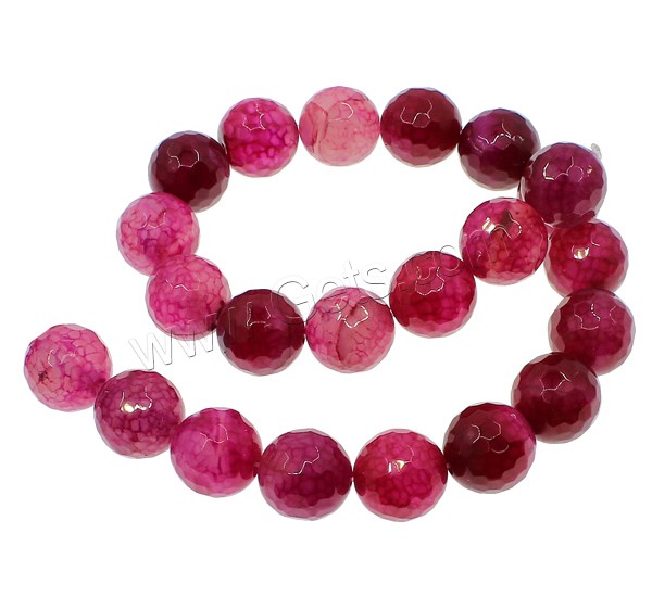 Natural Crackle Agate Bead, Round, different size for choice & faceted, bright rosy red, Hole:Approx 1mm, Length:Approx 15.7 Inch, Sold By Strand