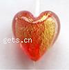 Gold Foil Lampwork Beads, Heart 20mm 