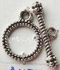 Zinc Alloy Toggle Clasp, Round, textured & single-strand nickel, lead & cadmium free 