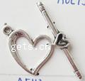 Zinc Alloy Toggle Clasp, Heart, plated, single-strand 