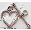 Zinc Alloy Toggle Clasp, Heart, single-strand nickel, lead & cadmium free 