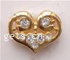 Rhinestone Zinc Alloy Connector, Heart, plated, with rhinestone & 2/2 loop 