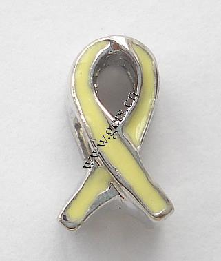 Enamel Zinc Alloy European Beads, Awareness Ribbon, plated, without troll & large hole, more colors for choice, 6x7x11mm, Hole:Approx 4.5mm, Sold By PC