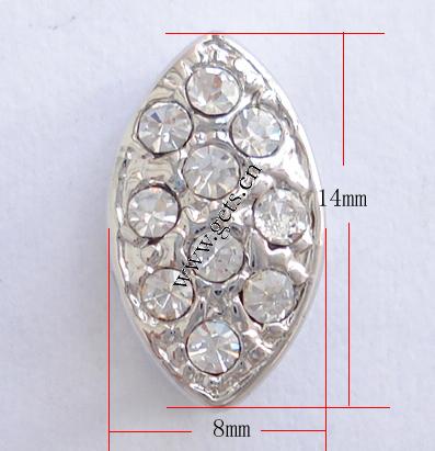 Messing Anhängerschlaufe, Pferdeauge, plattiert, mit Strass, keine, 8x14x7mm, verkauft von PC