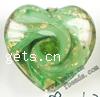 Gold Foil Lampwork Beads, Heart, inner spiral design 