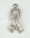 Awareness Ribbon Pendant, Zinc Alloy, with Rhinestone, plated, with rhinestone 