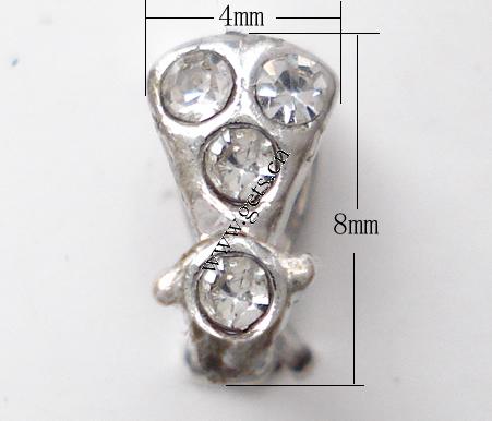 Messing Anhängerschlaufe, Tropfen, plattiert, mit Strass, keine, frei von Blei & Kadmium, 8X4MM, verkauft von PC