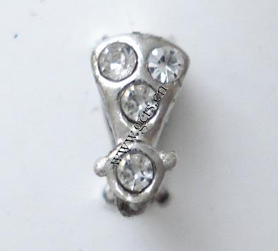 Messing Anhängerschlaufe, Tropfen, plattiert, mit Strass, keine, frei von Blei & Kadmium, 8X4MM, verkauft von PC