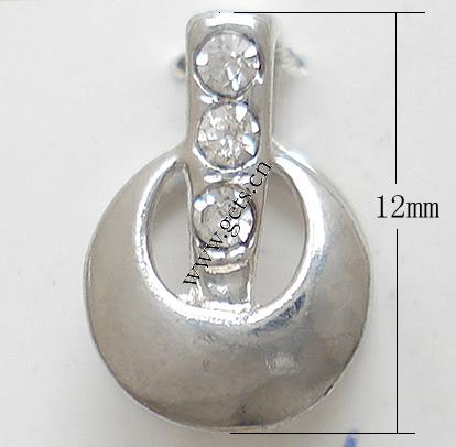 Messing Anhängerschlaufe, Kreisring, plattiert, mit Strass, keine, 12x8x6mm, verkauft von PC