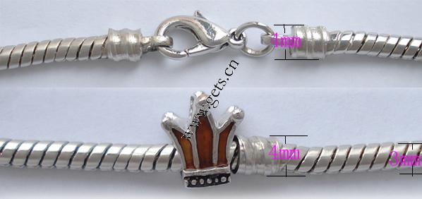 Messing Europa Armband , Messing Europa Verschluss, plattiert, verschiedene Größen vorhanden, keine, frei von Nickel, Blei & Kadmium, 4mm, verkauft von Strang