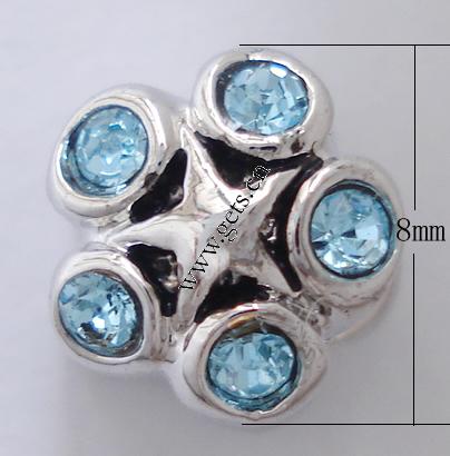 grano Europeo de aleación Zinc con diamante, aleación de zinc, Estrella, chapado, sin rosca & con diamantes de imitación, más colores para la opción, 8x10mm, agujero:aproximado 4.5mm, Vendido por UD