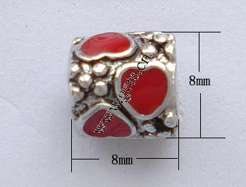 Enamel Zinc Alloy European Beads, Tube, plated, without troll & large hole, more colors for choice, 8x8mm, Hole:Approx 4mm, Sold By PC