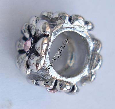 grano Europeo de aleación Zinc con diamante, aleación de zinc, Flor, chapado, sin rosca & con diamantes de imitación, más colores para la opción, 8x8x5mm, agujero:aproximado 4.5mm, Vendido por UD