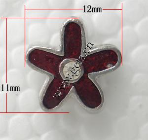 Enamel Zinc Alloy European Beads, Flower, plated, without troll & with rhinestone & large hole, more colors for choice, 11x12x9mm, Hole:Approx 4.5mm, Sold By PC