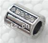 grano Europeo de aleación Zinc con diamante, aleación de zinc, Tubo, chapado, sin rosca & con diamantes de imitación, más colores para la opción, 11x8mm, agujero:aproximado 5mm, Vendido por UD